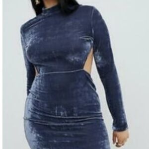 PrettyLittleThing High Neck Open Back Velvet Midi Dress